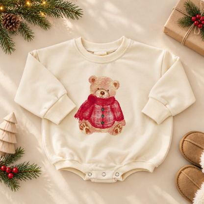 Christmas Teddy Bear Sweatshirt or Romper