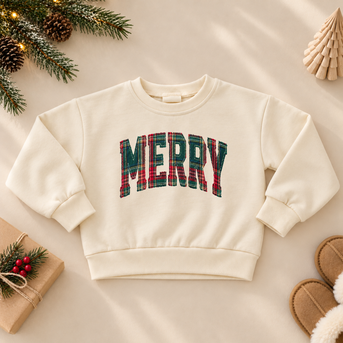 Merry Plaid Patchwork Sweatshirt or Romper