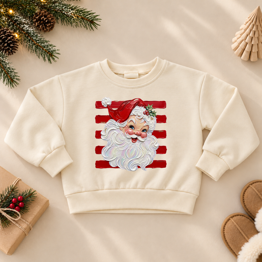 Vintage Santa Striped Sweatshirt or Romper
