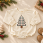 Patchwork Plaid Christmas Tree Crewneck Sweatshirt or Romper - Red or Cream
