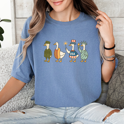Comfort Colors Patriotic Goose 4th of July Tee - choose your color