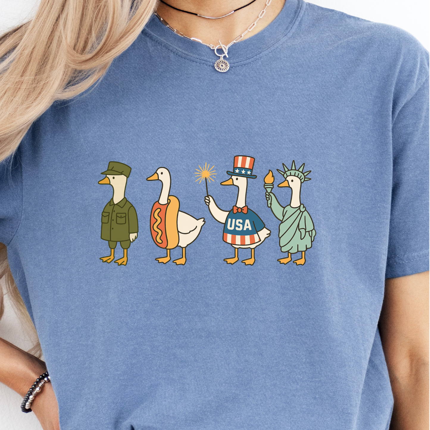 Comfort Colors Patriotic Goose 4th of July Tee - choose your color