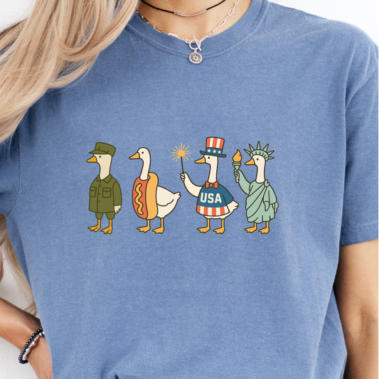Comfort Colors Patriotic Goose 4th of July Tee - choose your color