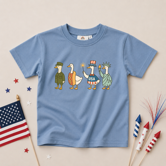 Patriotic Goose 4th of July Tee or Bubble Romper
