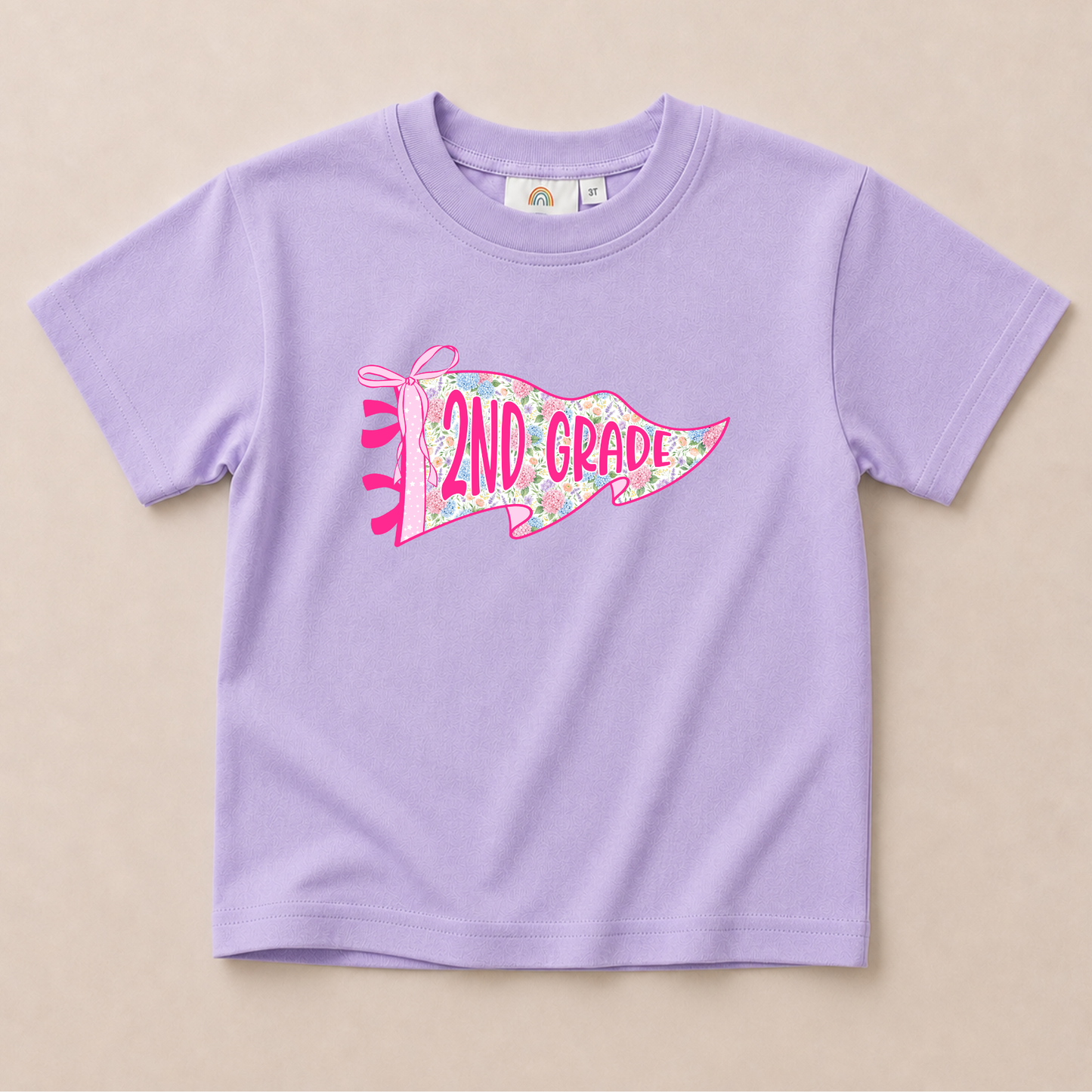 Floral Grade Level Pennant Oversized Tee - Pink or Purple