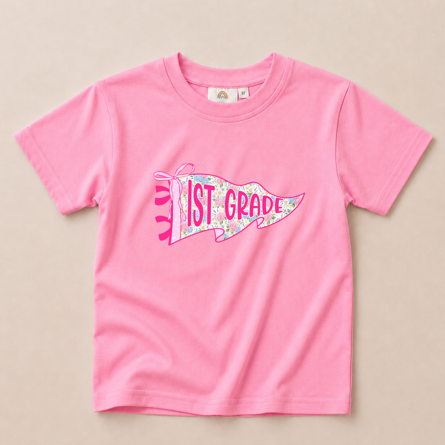 Floral Grade Level Pennant Oversized Tee - Pink or Purple