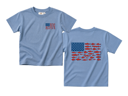 USA Fish Flag Tee or T-Shirt Romper - more colors