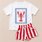 Striped Lobster Tee or T-Shirt Romper w/Optional Shorts