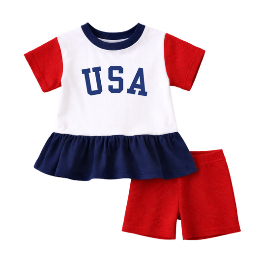 USA Colorblock Peplum Set