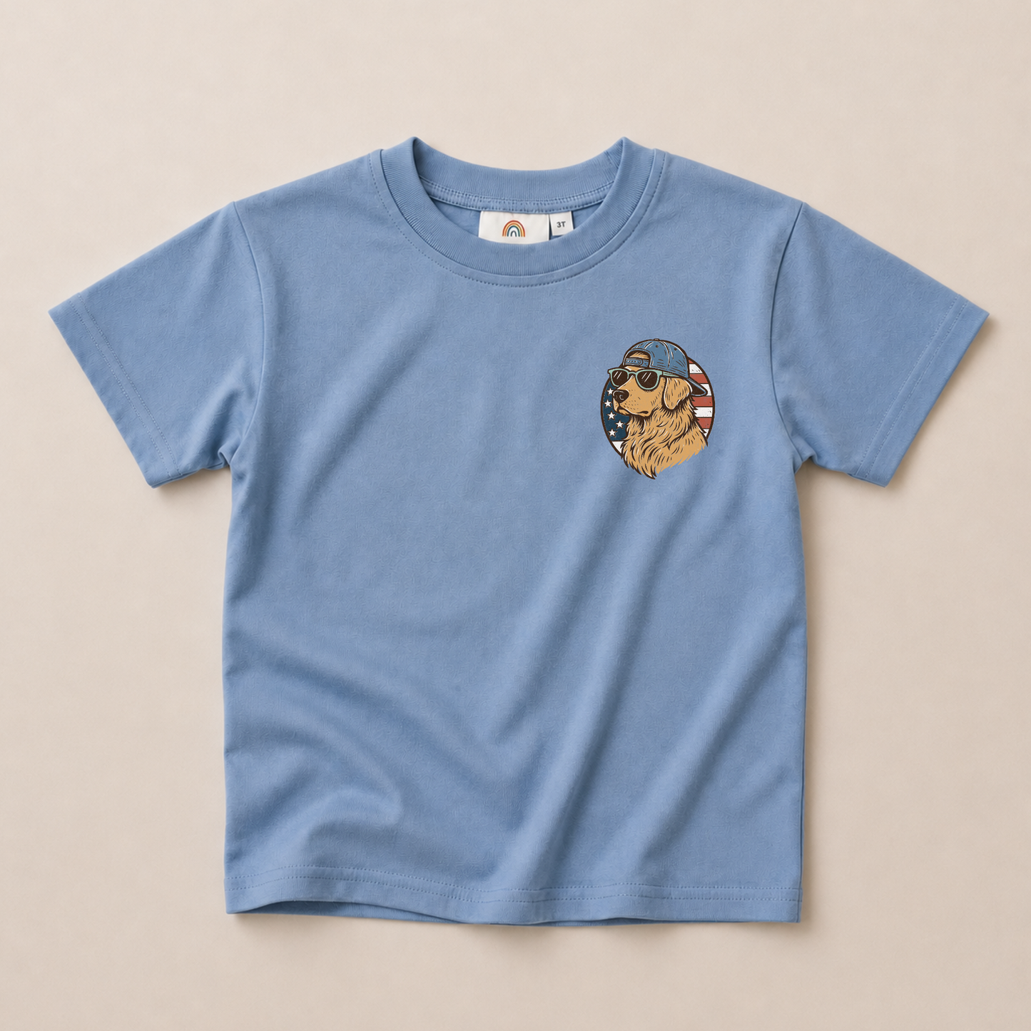 Patriotic Golden Retriever Tee or T-Shirt Romper - more colors