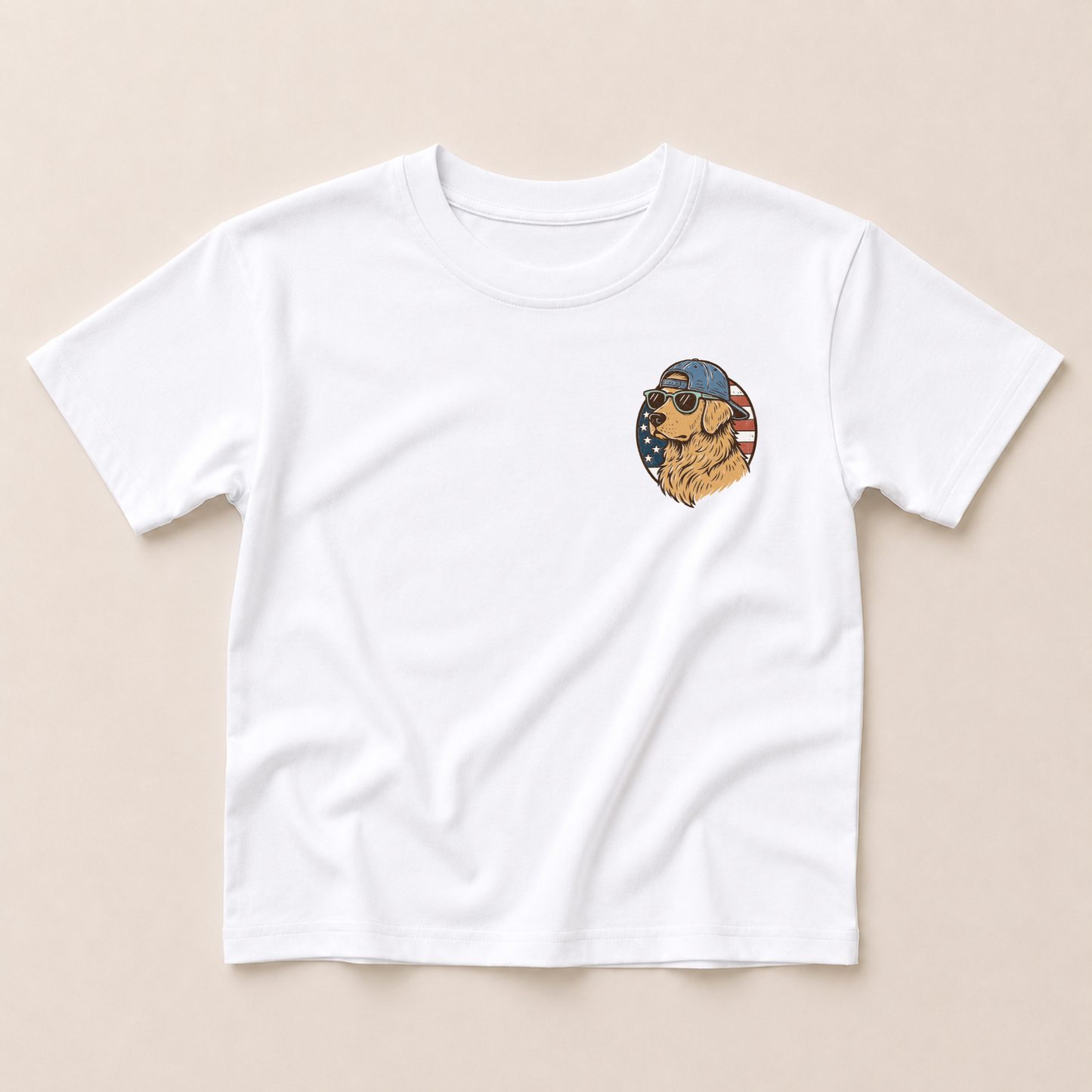 Patriotic Golden Retriever Tee or T-Shirt Romper - more colors