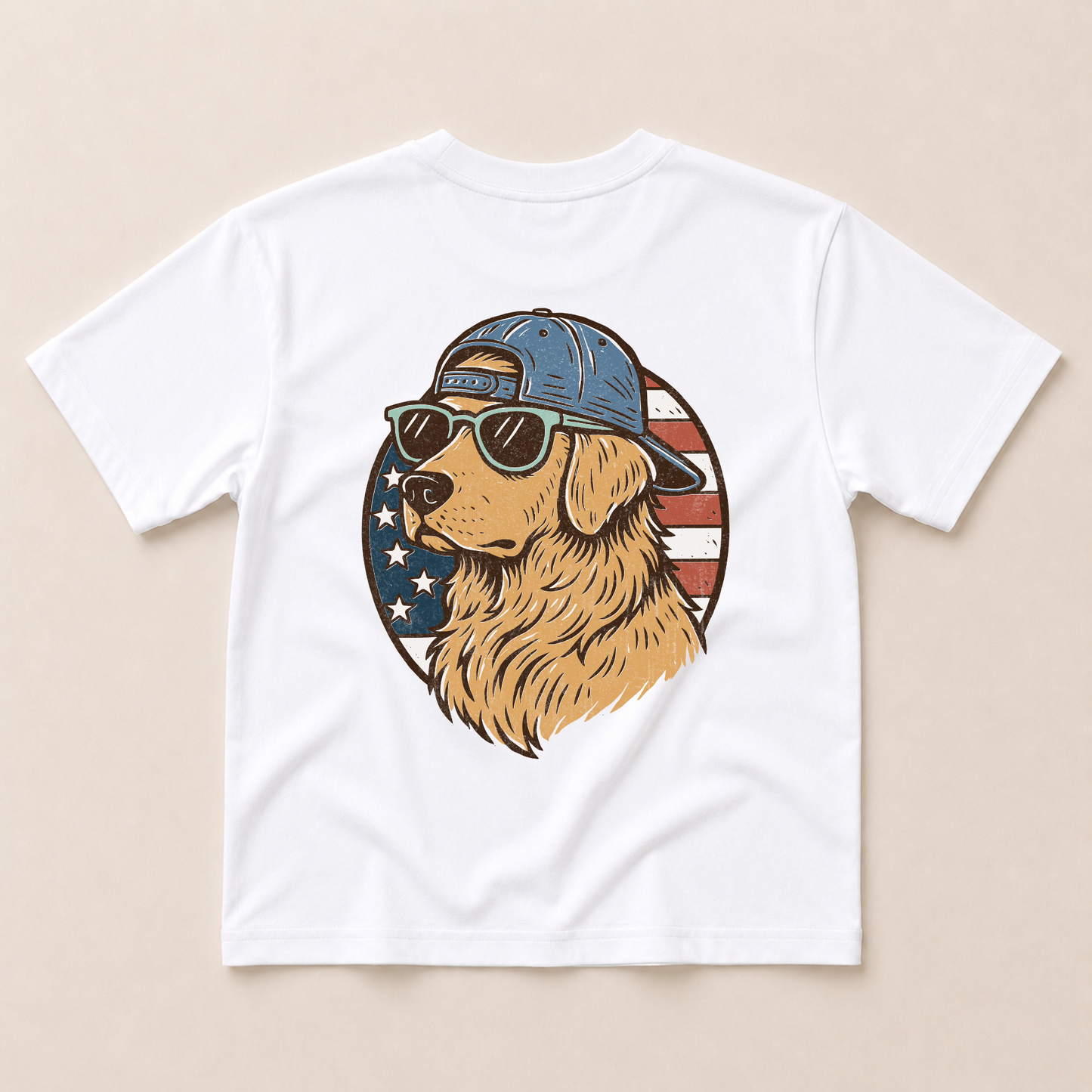 Patriotic Golden Retriever Tee or T-Shirt Romper - more colors