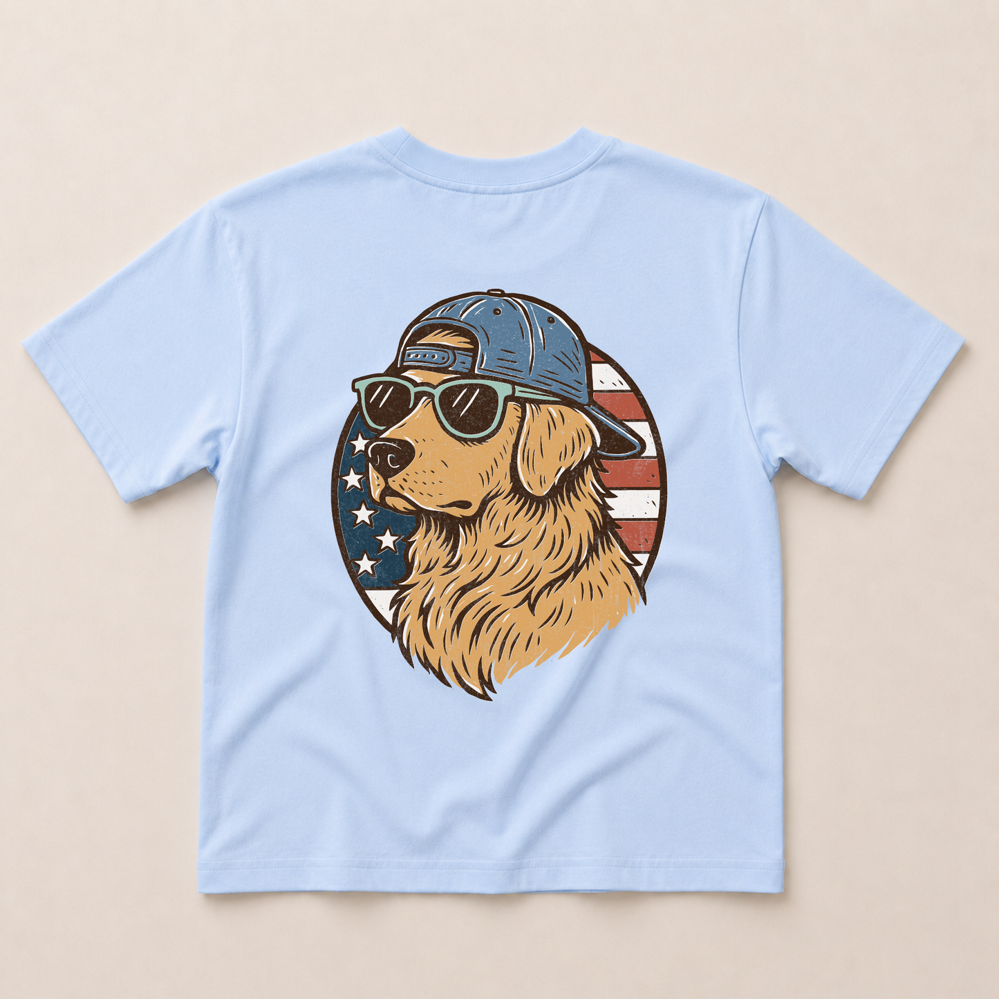Patriotic Golden Retriever Tee or T-Shirt Romper - more colors