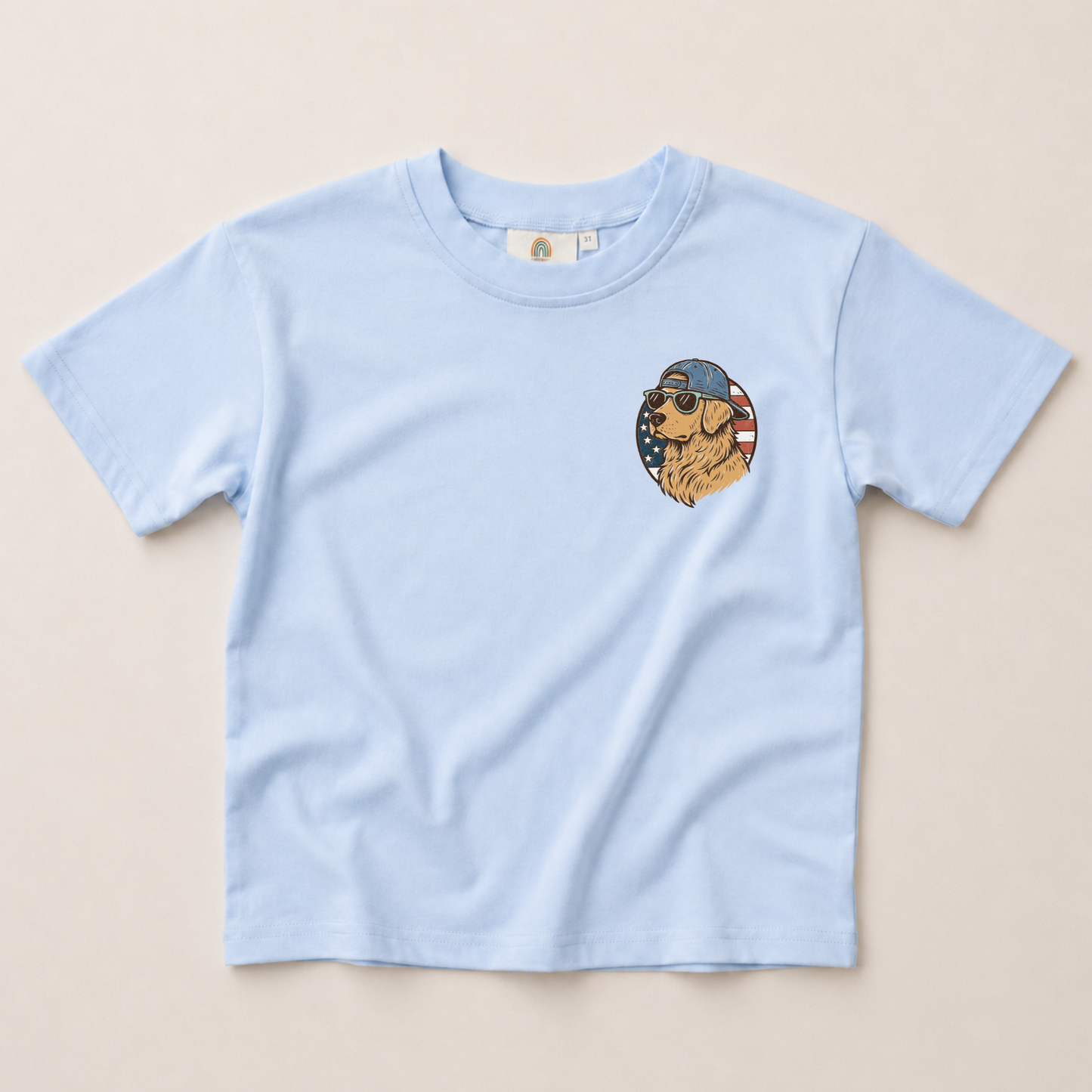 Patriotic Golden Retriever Tee or T-Shirt Romper - more colors