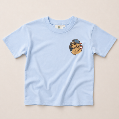 Patriotic Golden Retriever Tee or T-Shirt Romper - more colors