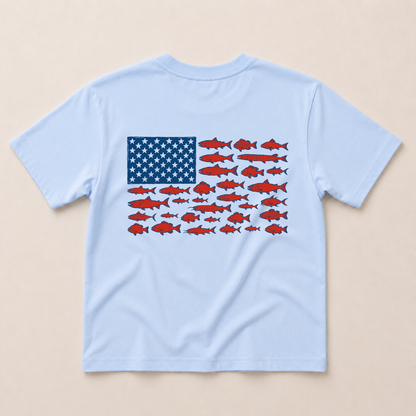 USA Fish Flag Tee or T-Shirt Romper - more colors