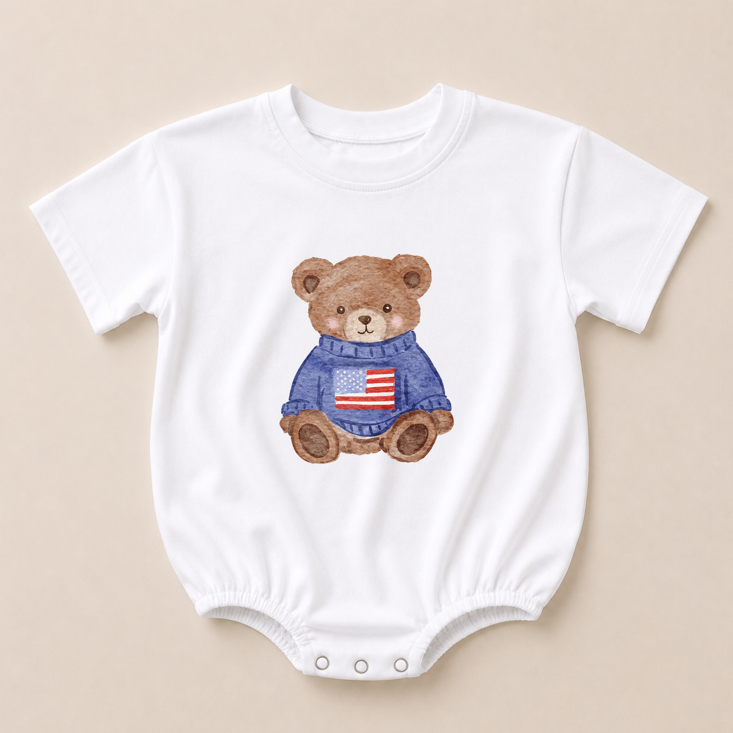 4th of July Teddy Bear Tee or T-Shirt Romper - more colors