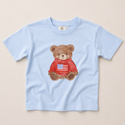 Patriotic Teddy Bear Tee or T-Shirt Romper - more colors