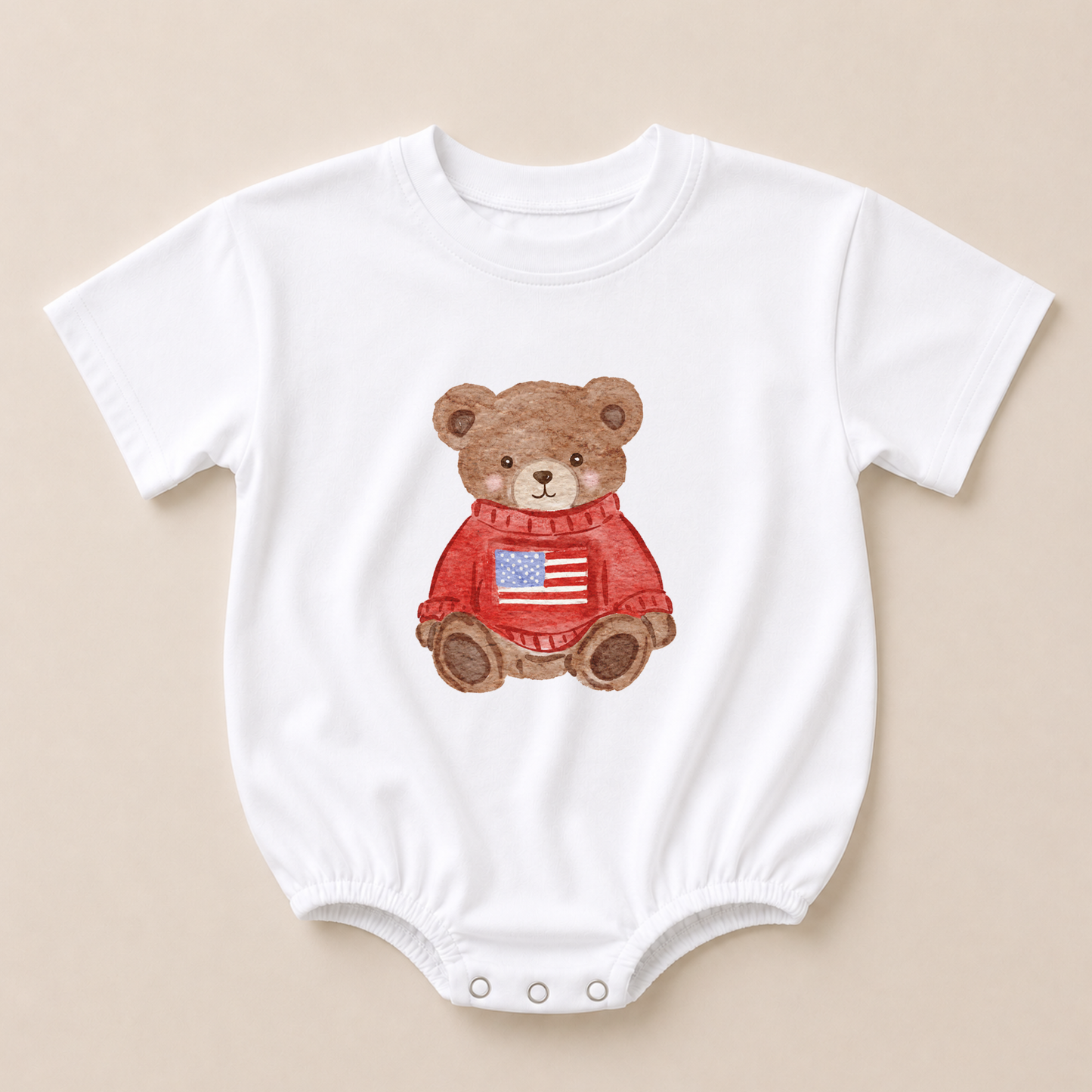 Patriotic Teddy Bear Tee or T-Shirt Romper - more colors