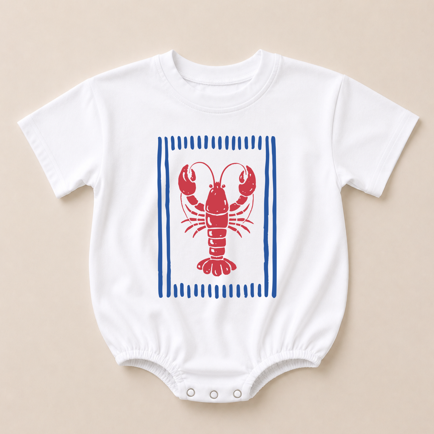 Striped Lobster Tee or T-Shirt Romper w/Optional Shorts
