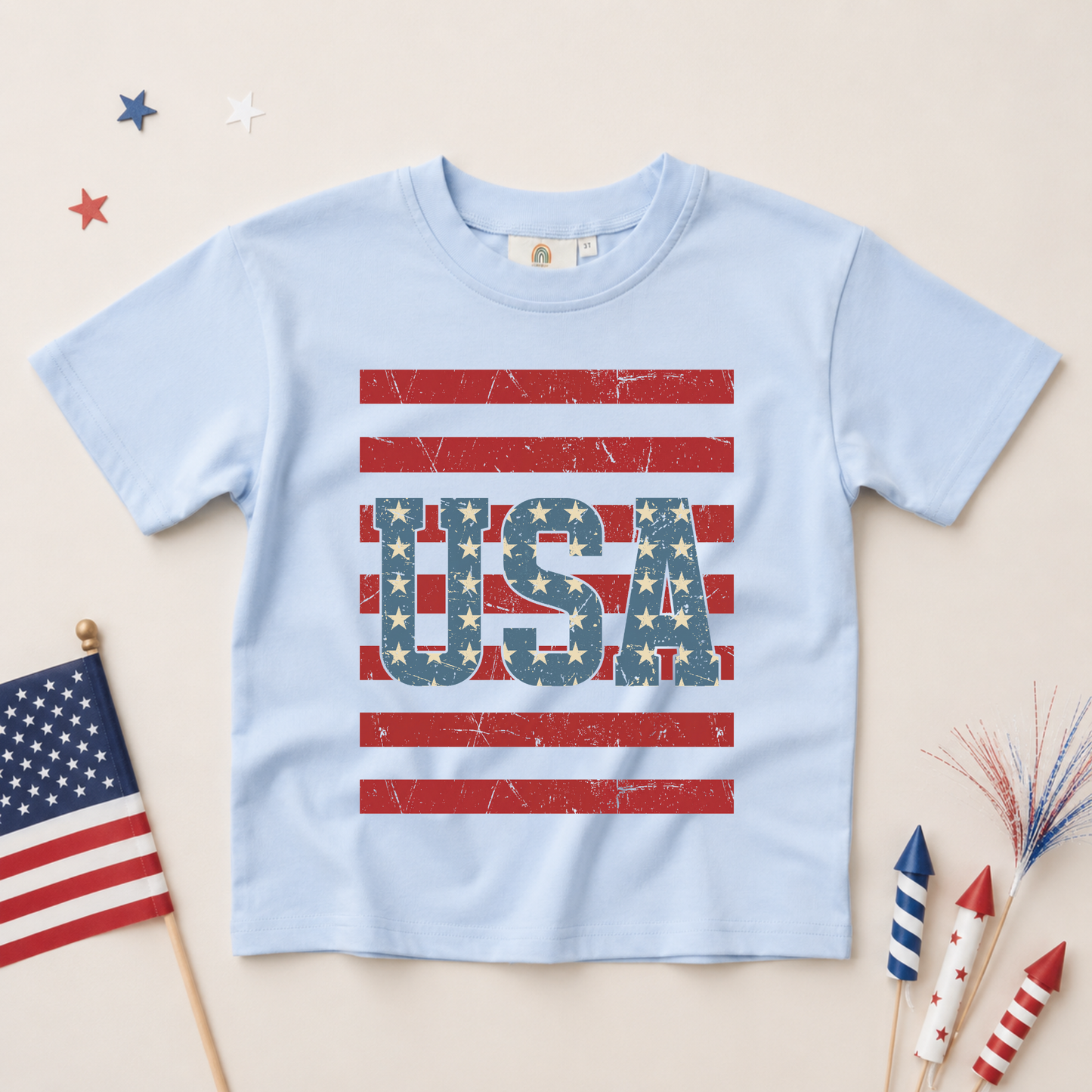 USA Stripes Tee or T-Shirt Romper - more colors
