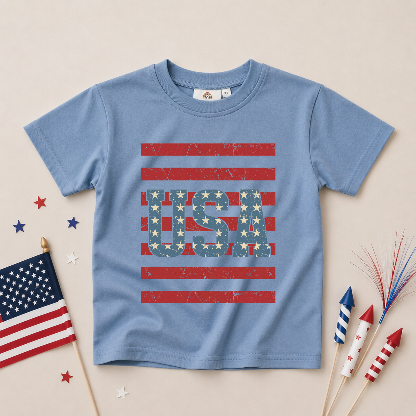 USA Stripes Tee or T-Shirt Romper - more colors