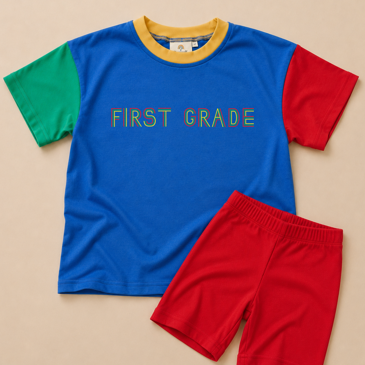 Back to School 90s Colorblock T-Shirt Romper or Oversized Tee - Grade Level