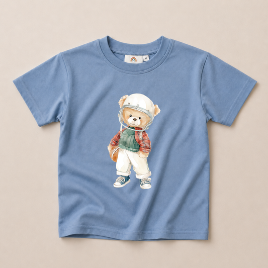 Teddy Bear Football Graphic Oversized Tee or T-Shirt Romper