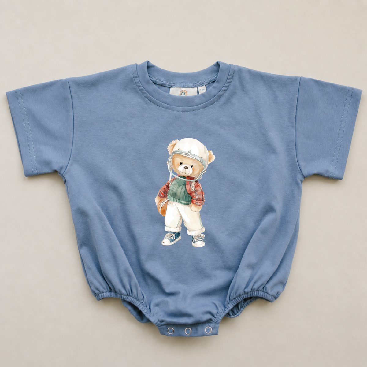Teddy Bear Football Graphic Oversized Tee or T-Shirt Romper
