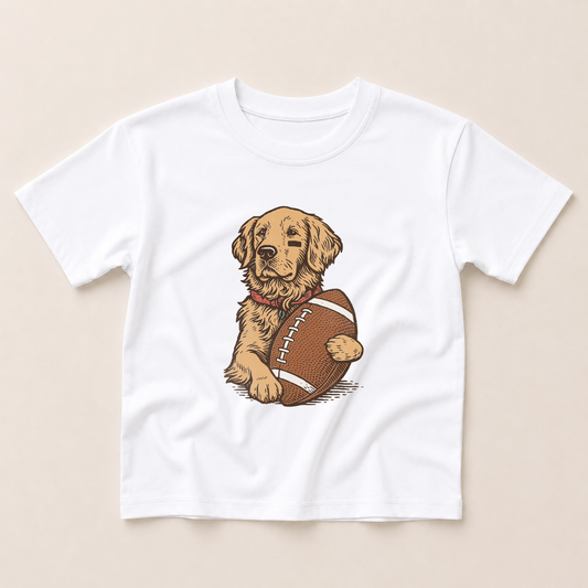 Golden Retriever Football Oversized Tee or T-Shirt Romper
