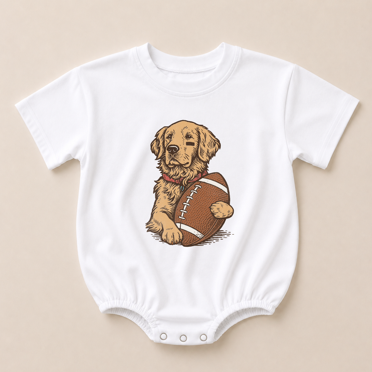 Golden Retriever Football Oversized Tee or T-Shirt Romper