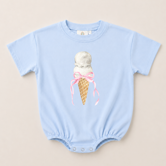 Coquette Ice Cream Cone Graphic Tee or Bubble Romper
