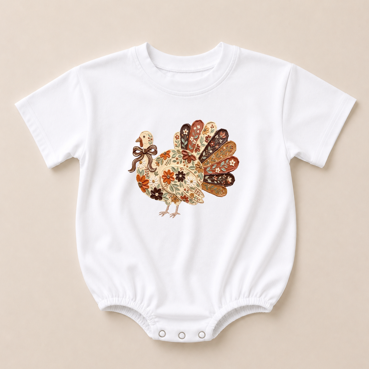 Floral Turkey Crewneck Sweatshirt or Sweatshirt Romper
