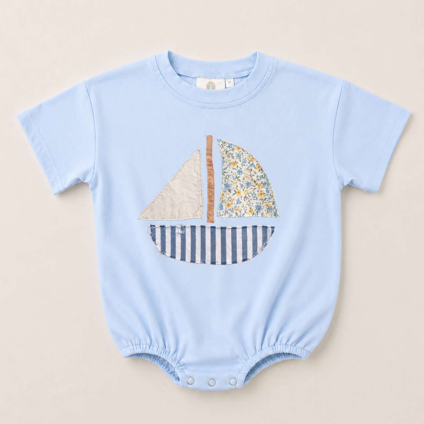 Patchwork Sailboat Graphic Tee or Bubble Romper