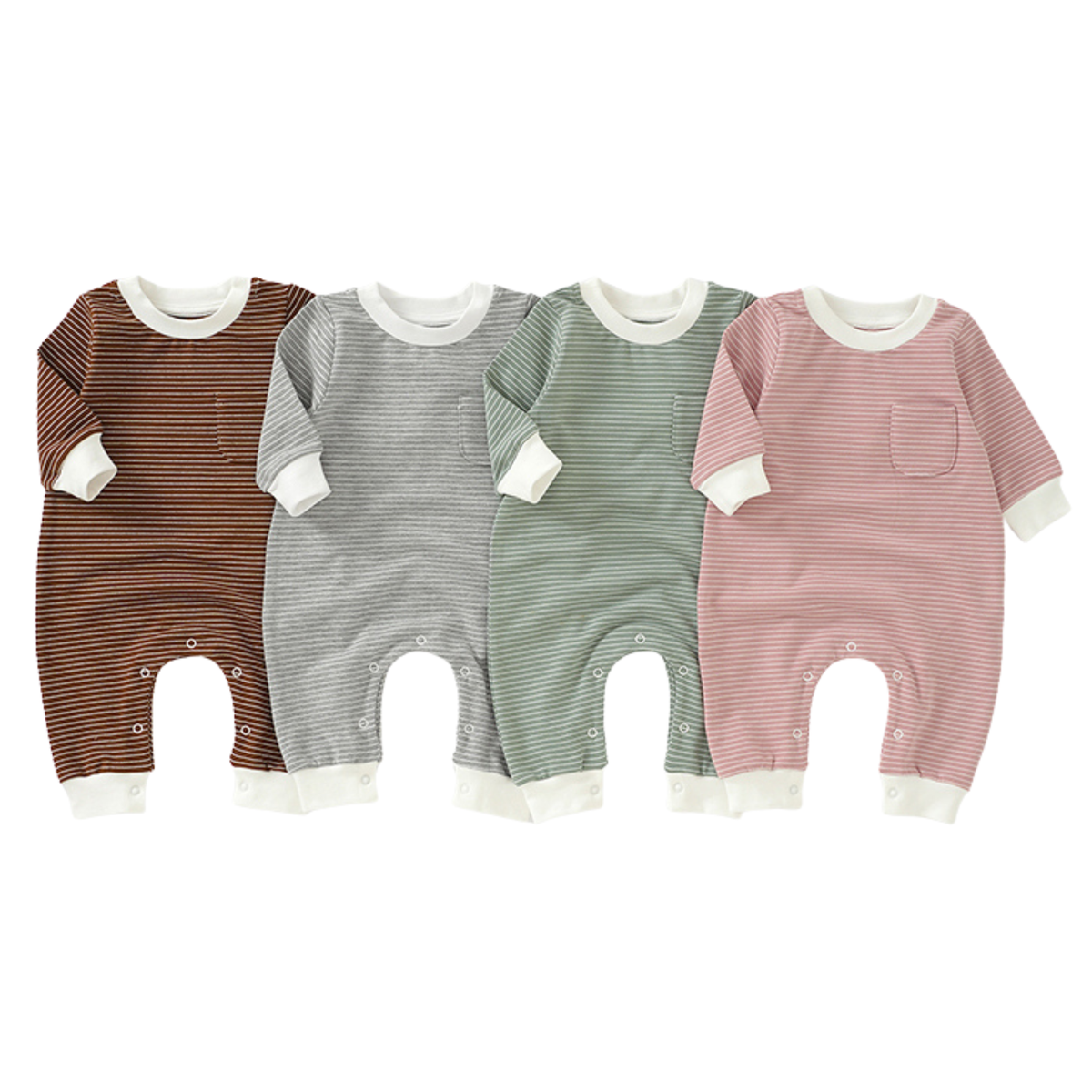 Gestreifter Sweatshirt-Strampler aus Bio-Baumwolle