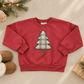 Patchwork Plaid Christmas Tree Crewneck Sweatshirt or Romper - Red or Cream