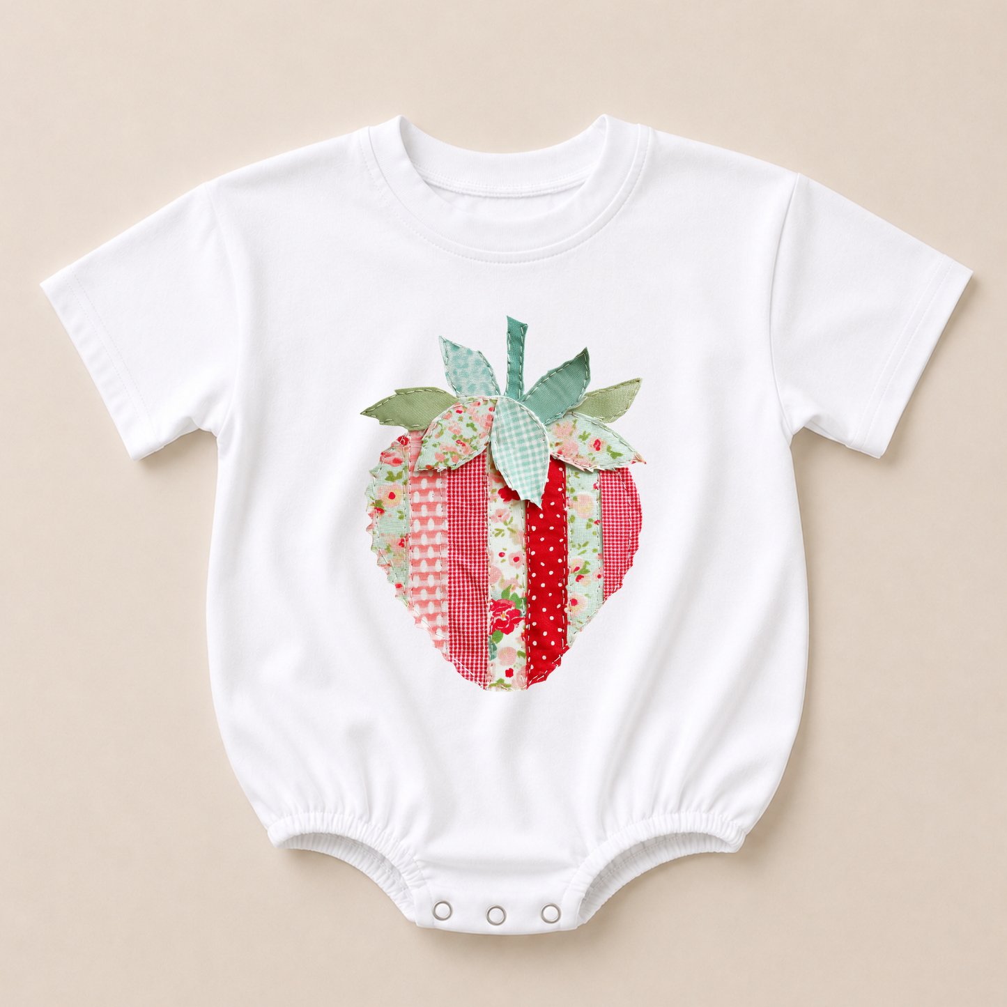 Patchwork Strawberry Tee or T-Shirt Romper - more colors