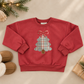 Patchwork Plaid Bow Christmas Tree Crewneck Sweatshirt or Romper - Red or Cream