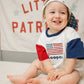 Custom Embroidered 4th of July Colorblock T-Shirt Romper or Oversized Tee - Flag