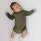 Winter Green Organic Snap Long Sleeve Ribbed Bodysuit