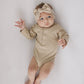 Oatmeal Organic Snap Long Sleeve Ribbed Bodysuit