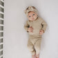 Oatmeal Organic Snap Long Sleeve Ribbed Bodysuit