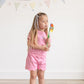 Custom Embroidered Scalloped Shorts Set - Pink or Purple