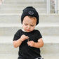 BAMBOO CUFF SMILE BEANIE- Black