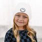 BAMBOO CUFF SMILE BEANIE- WHITE