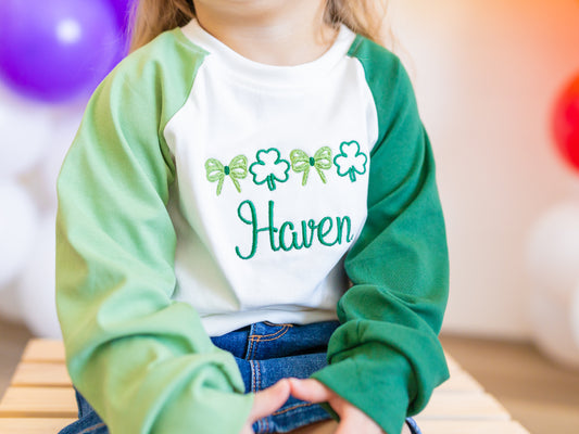 Custom Embroidered St. Patrick's Day Colorblock Tee