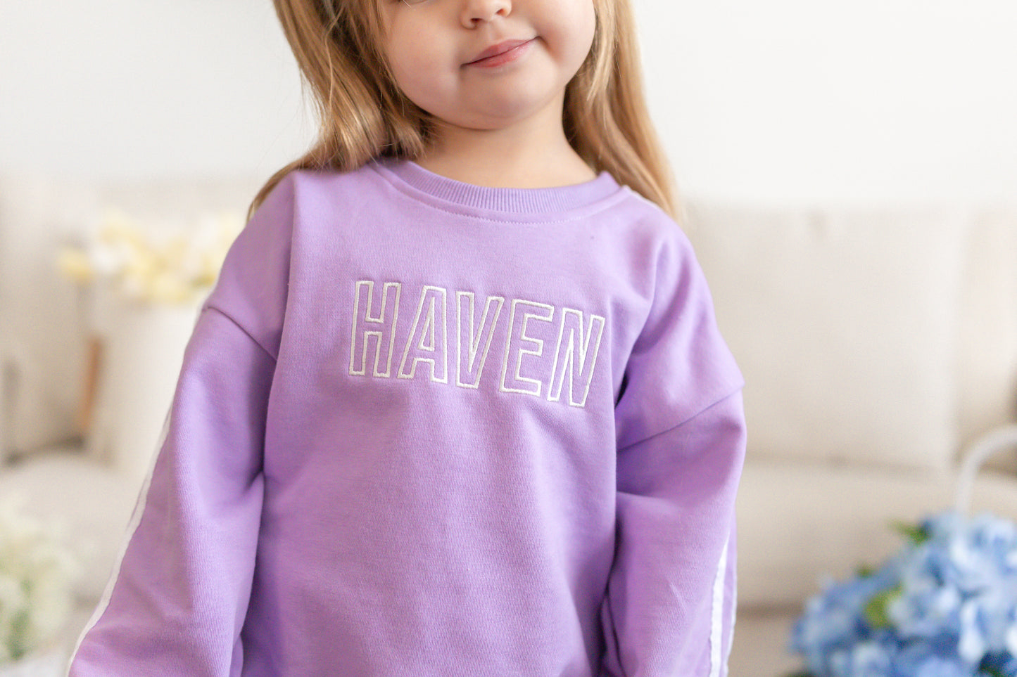 Custom Embroidered Varsity Striped Jogger Set – Purple