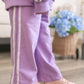 Custom Embroidered Varsity Striped Jogger Set – Purple