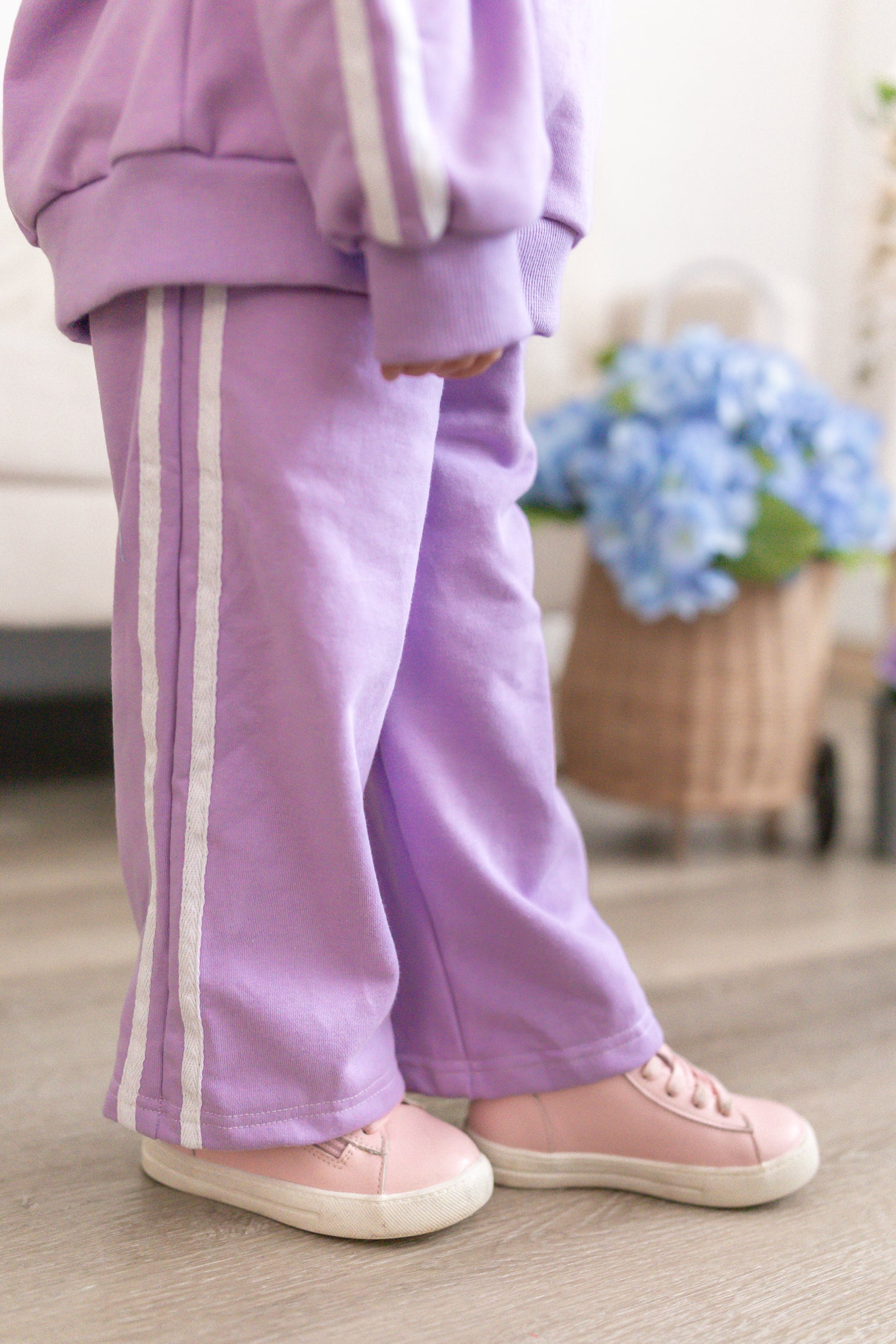 Custom Embroidered Varsity Striped Jogger Set – Purple