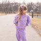 Custom Embroidered Varsity Striped Jogger Set – Purple